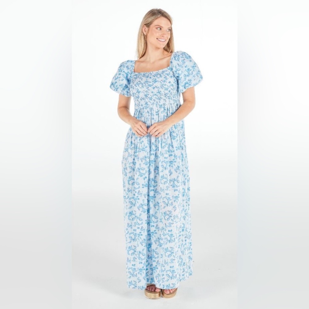 Simply Southern Sky Blue Floral Maxi Dress